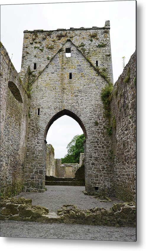 Kells Metal Print featuring the photograph Kells Priory Arched Entry Beneath Tower County Kilkenny Ireland by Shawn O'Brien