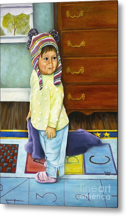 Portrait Metal Print featuring the painting Kira by Marlene Book