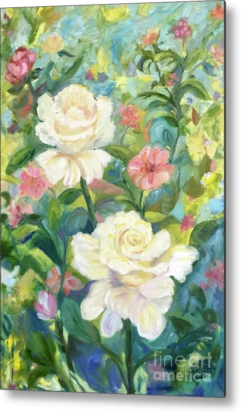 Roses Metal Print featuring the painting La Jolla Garden by Patsy Walton