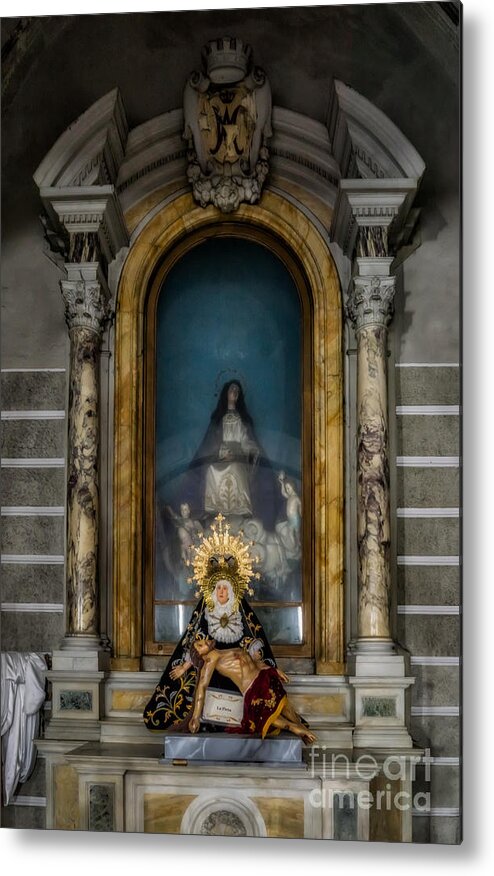 Catholic Metal Print featuring the photograph La Pieta Statue by Adrian Evans
