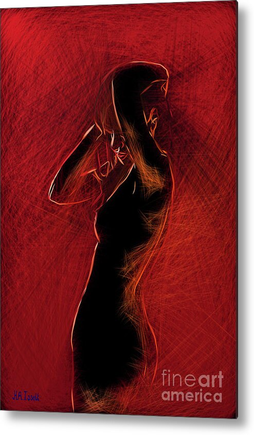 Red Metal Print featuring the digital art Lady in Red I by Humphrey Isselt