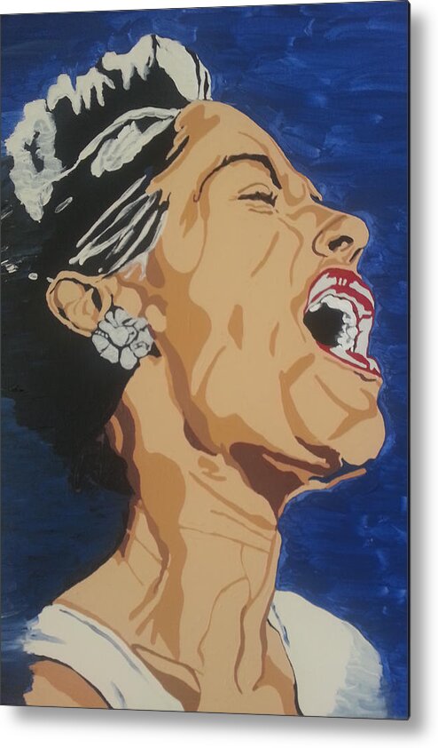 Billie Holiday Metal Print featuring the painting Lady Sings The Blues by Rachel Natalie Rawlins
