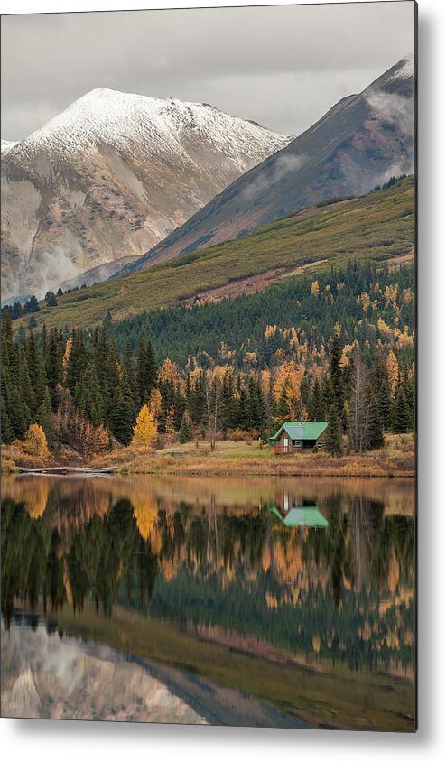 Alaska Metal Print featuring the photograph Lake Cabins in Fall by Scott Slone