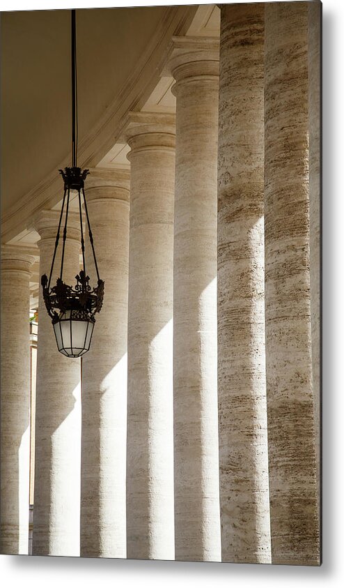 St Peter's Metal Print featuring the photograph Lamp and Columns at Saint Peters by Darryl Brooks