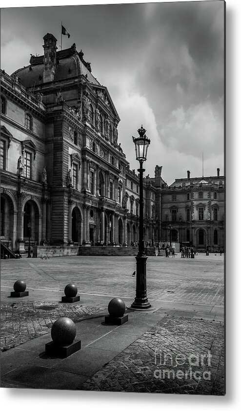 1st Arrondissement Metal Print featuring the photograph Lamp in the Louvre Courtyard, Paris, France by Liesl Walsh