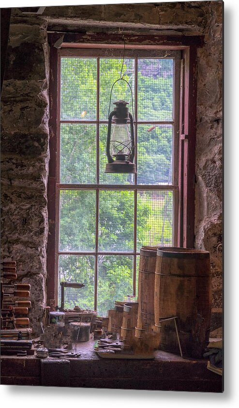 Bellows Falls Vermont Metal Print featuring the photograph Lantern And Window by Tom Singleton
