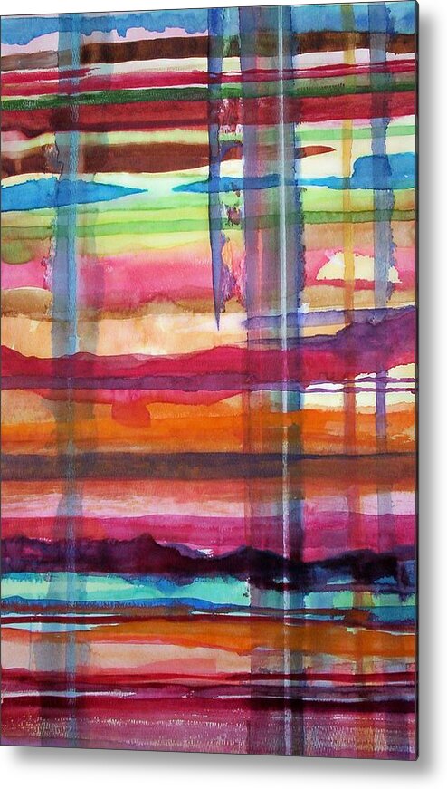 Abstract Metal Print featuring the painting Layered by Suzanne Udell Levinger