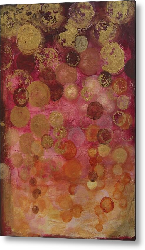 Circles Metal Print featuring the painting Layers of Circles on Red by Kristen Abrahamson