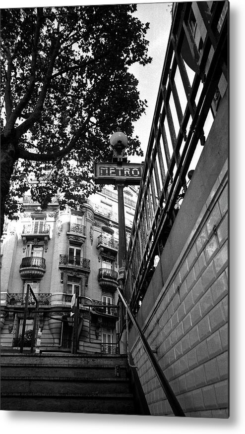 Metro Metal Print featuring the photograph Le Metro from Below by Kathy Yates
