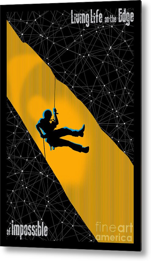 Rock Climbing Metal Print featuring the painting Life on the Edge by Sassan Filsoof