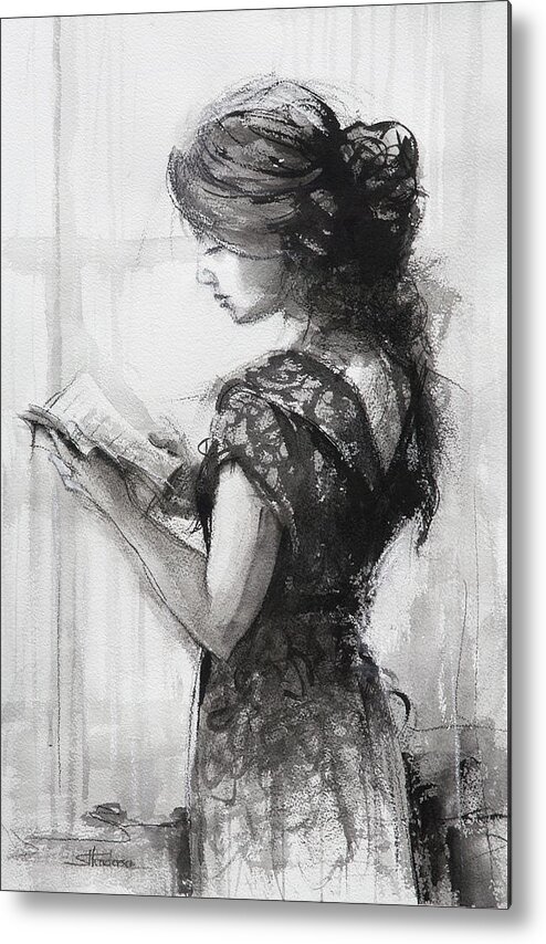 Reading Metal Print featuring the painting Light Reading by Steve Henderson