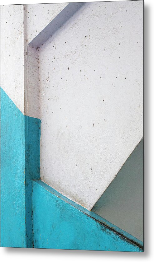Minimalism Metal Print featuring the photograph Lines and Blue Paint by Prakash Ghai