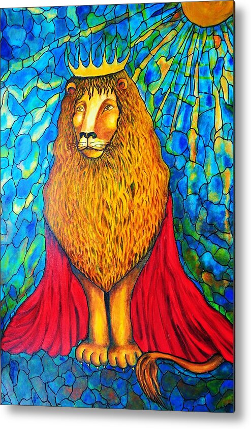 Original Art Metal Print featuring the painting Lion-King by Rae Chichilnitsky