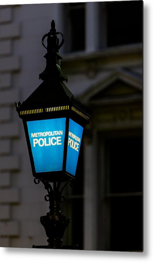 Police Lamp Metal Print featuring the photograph London Police Lamp by Andy Myatt