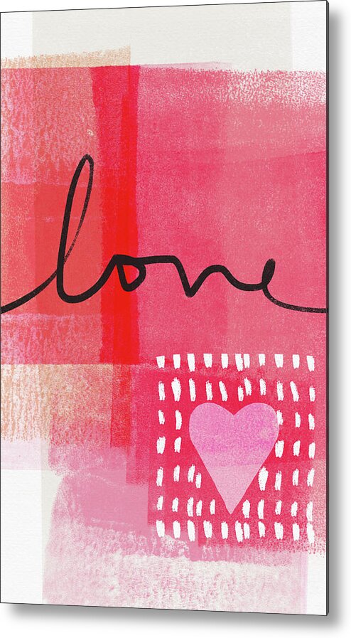 Love Heart Valentine Card Notebook Pink Red White Contemporary Abstract Family Friend I Love You Art Wedding Shower Anniversary Home Decorairbnb Decorliving Room Artbedroom Artcorporate Artset Designgallery Wallart By Linda Woodsart For Interior Designersgreeting Cardpillowtotehospitality Arthotel Artart Licensing Metal Print featuring the mixed media Love Notes- Art by Linda Woods by Linda Woods
