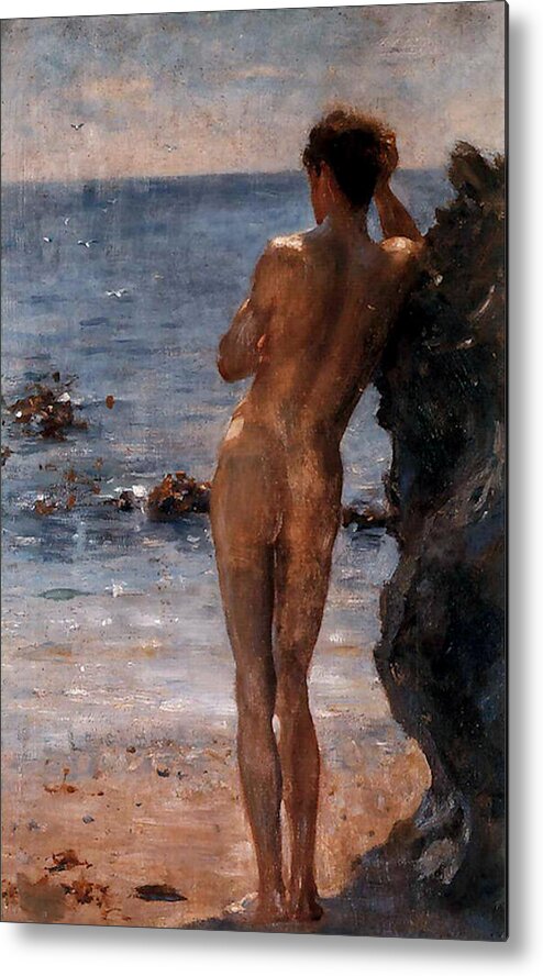 Lover Metal Print featuring the painting Lover of the Sun by Henry Scott Tuke