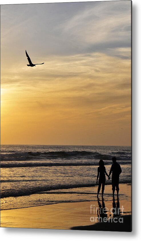 Golden Metal Print featuring the photograph Lovers Beach by Robert WK Clark