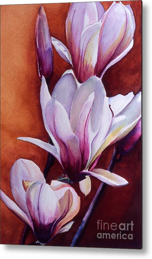 Magnolia Ladder Metal Print featuring the painting Magnolia Ladder-WC by Daniela Easter