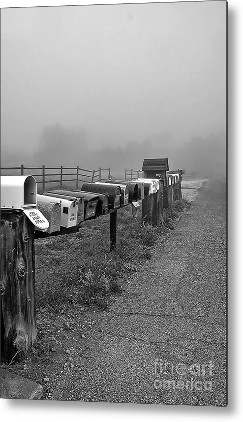 Julian Metal Print featuring the photograph Mailboxes in the Mist by Alex Morales