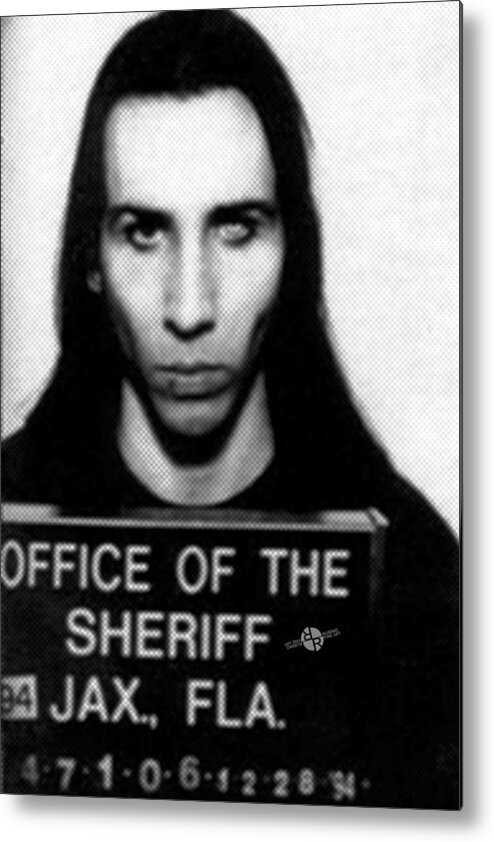 Marilyn Manson Metal Print featuring the photograph Marilyn Manson Mug Shot Vertical by Tony Rubino