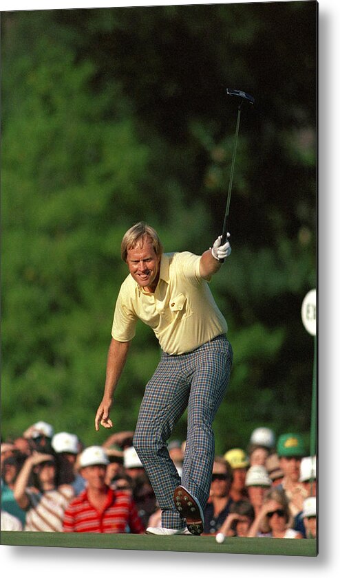 The Masters Augusta Metal Print featuring the photograph Masters Winning Put 1986 Jack Nicklaus 1986 by Peter Nowell