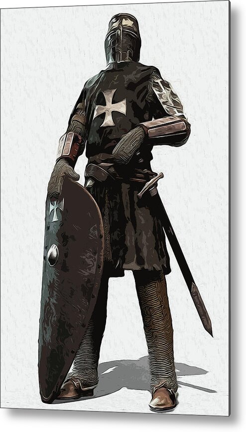 Medieval Infantry Metal Print featuring the painting Medieval Warrior - 06 by AM FineArtPrints