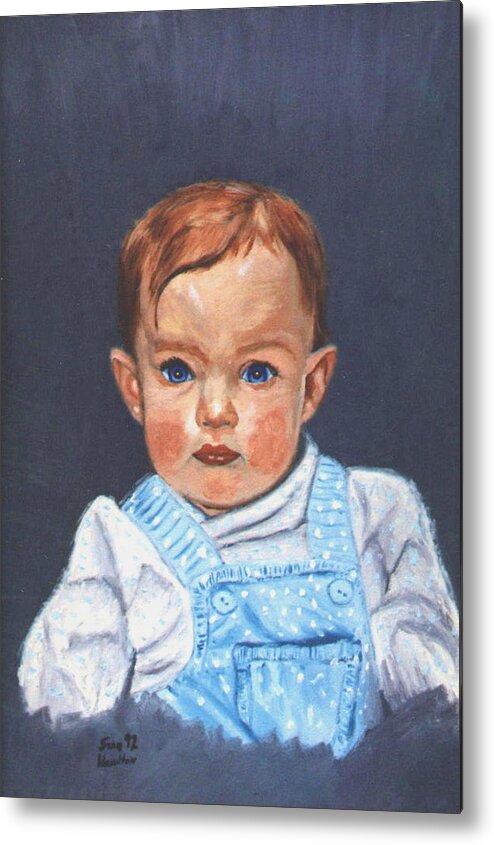 Baby Metal Print featuring the painting Megan at 12 months by Stan Hamilton