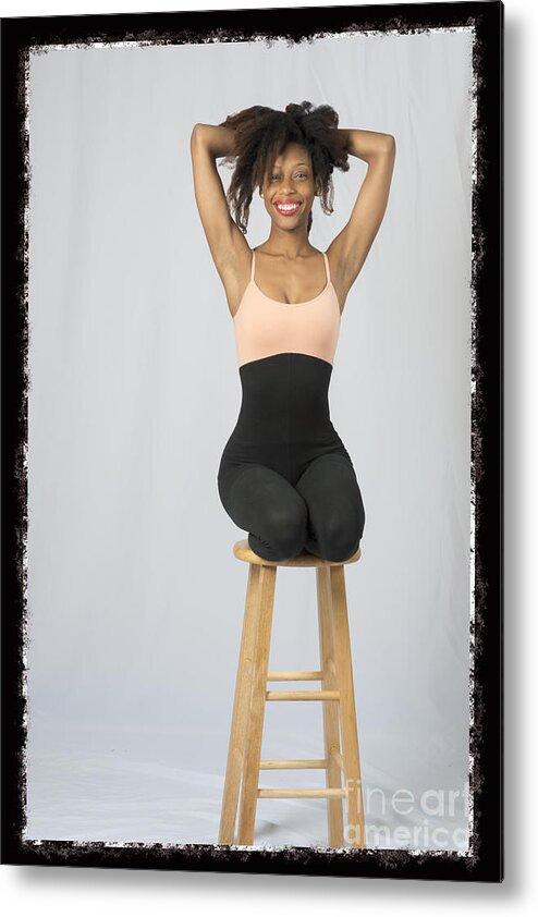 Mercedes Metal Print featuring the photograph Mercedes on a stool by Dan Friend