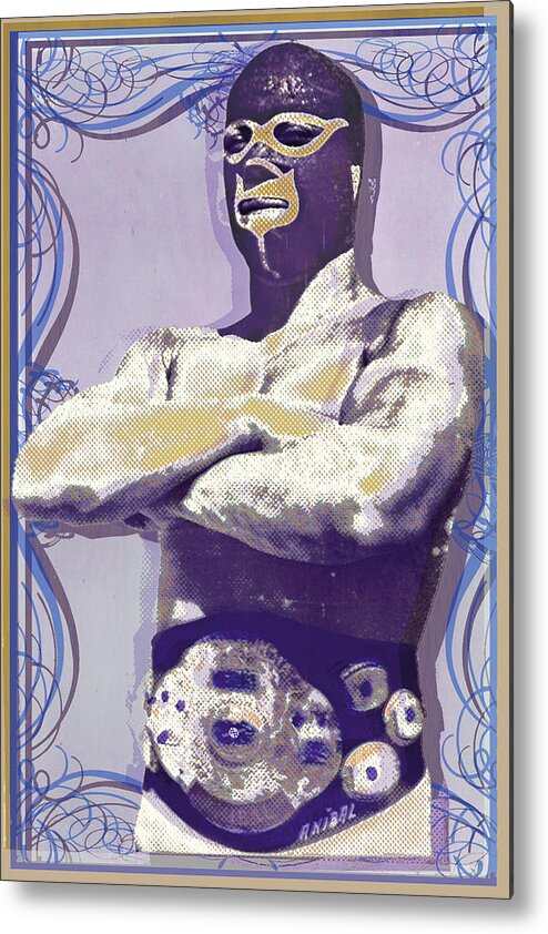 Mexican Wrestler Lucha Libre Metal Print featuring the painting Mexican Wrestler Lucha Libre by Tony Rubino