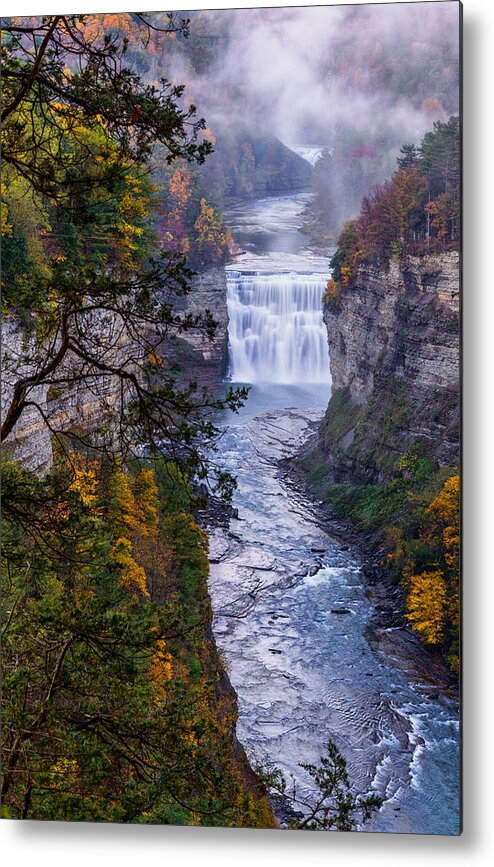 Letchworth State Park Metal Print featuring the photograph Middle Falls Letchworth state park by Dick Wood