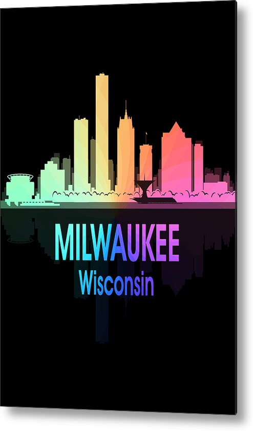 Milwaukee Metal Print featuring the digital art Milwaukee WI 5 Vertical by Angelina Tamez