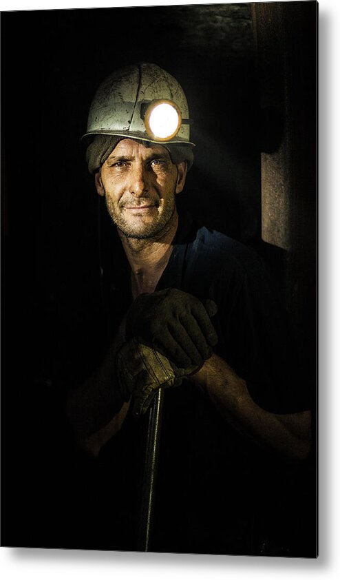 Portrait Metal Print featuring the photograph Miner by Amir Bajrich