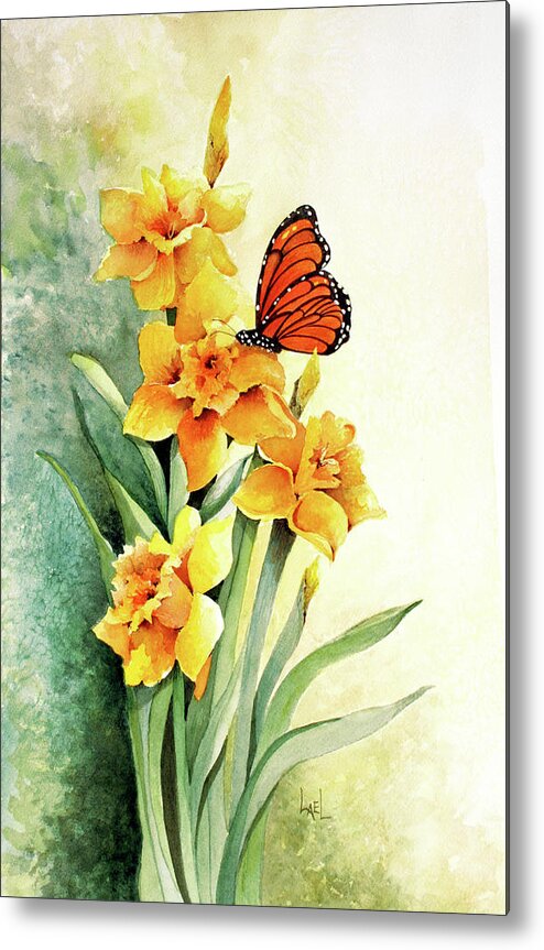 Monarch Butterfly Metal Print featuring the painting Monarch by Lael Rutherford