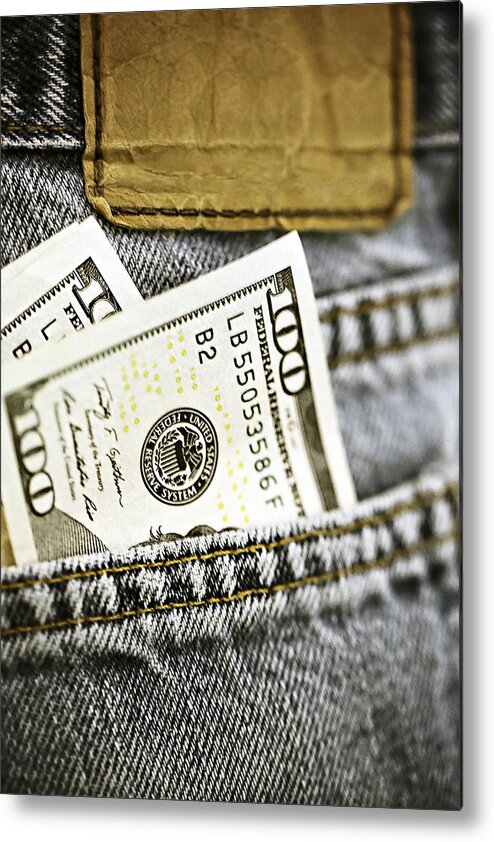 Money Metal Print featuring the photograph Money Jeans by Trish Mistric
