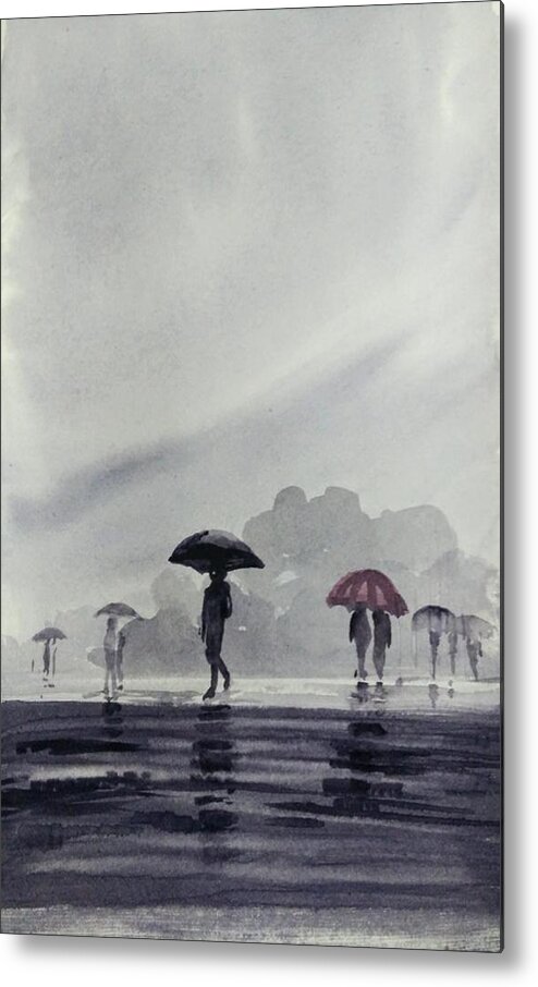 Monsoon Metal Print featuring the painting Monsoons by Asha Sudhaker Shenoy