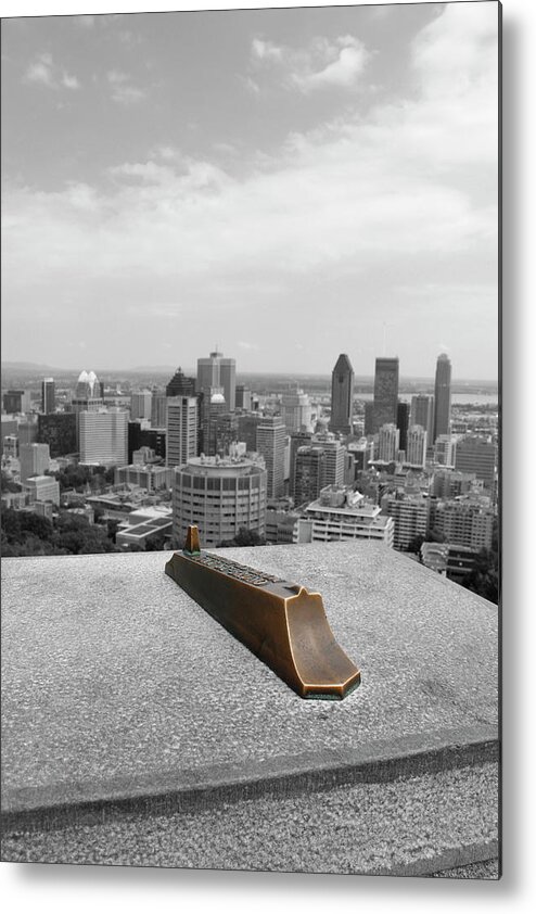 Montreal Metal Print featuring the photograph Montreal Cityscape BW with color by Samantha Delory