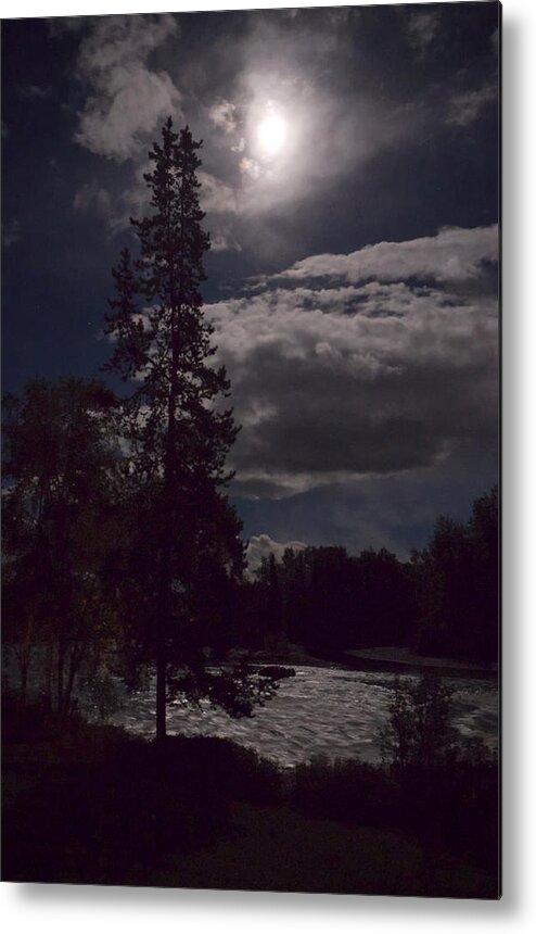 Moon Metal Print featuring the photograph Moonlight on the River by Mary Lee Dereske