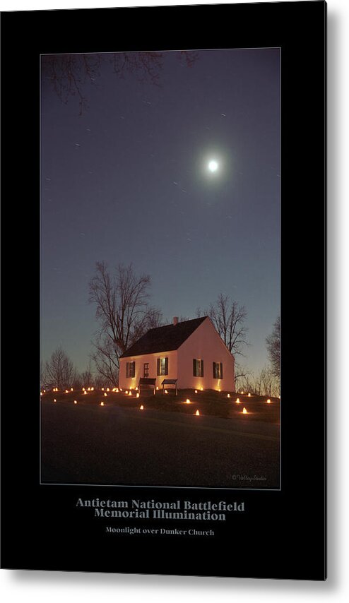 Dunker Church Metal Print featuring the photograph Moonlight over Dunker Church 96 by Judi Quelland