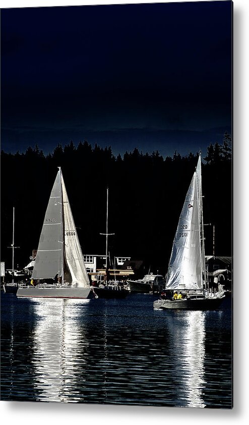 Moonlight Sailing Metal Print featuring the photograph Moonlight Sailing by David Patterson