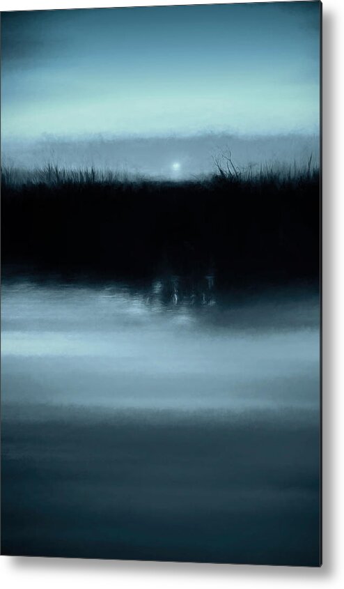 Abstract Metal Print featuring the photograph Moonrise on the Water by Scott Norris