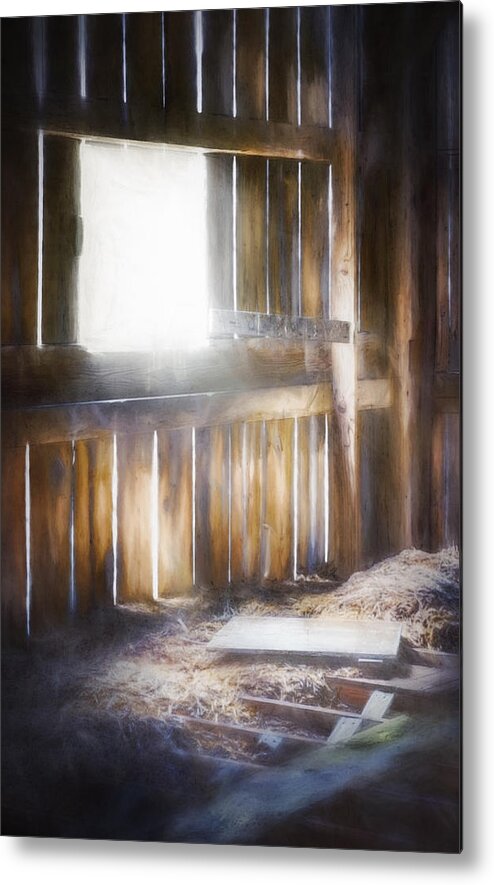 Barn Interior Metal Print featuring the photograph Morning Sun in the Barn by Scott Norris