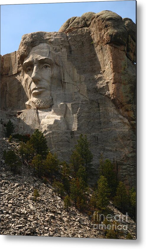  Mount Metal Print featuring the photograph Mount Rushmoore Detail - Abraham Lincoln by Christiane Schulze Art And Photography