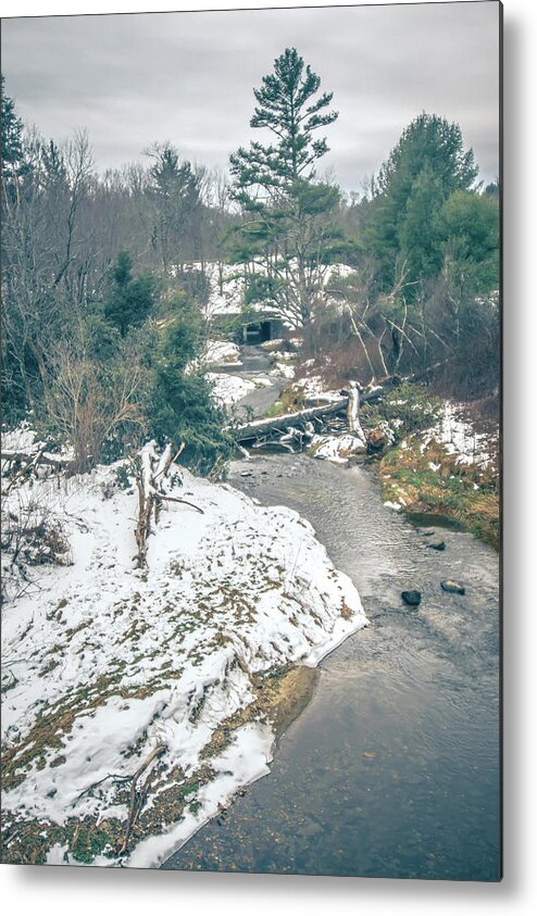 Snow Metal Print featuring the photograph Mountain Creek Melting Snow And Ice As Everything Melts With War by Alex Grichenko