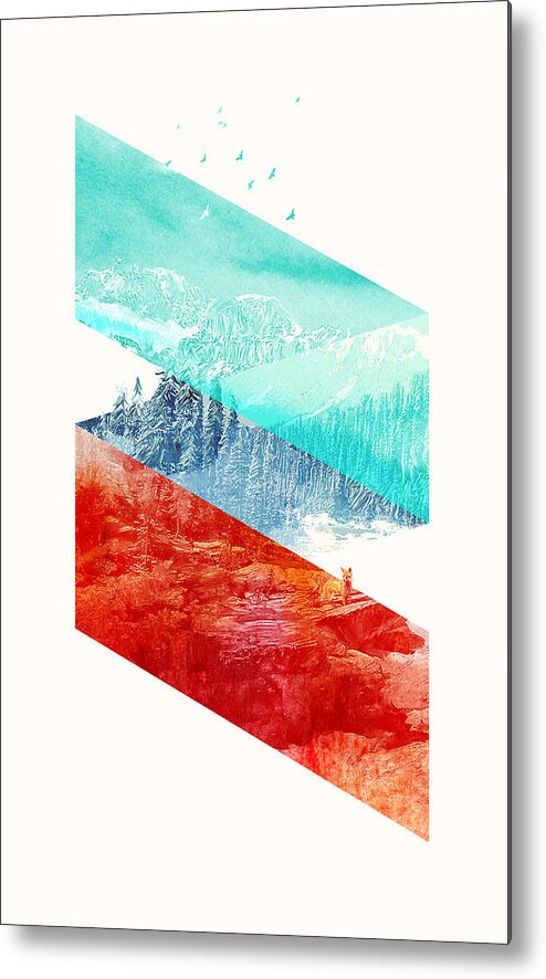 Nature Metal Print featuring the mixed media Mountain stripes by Robert Farkas