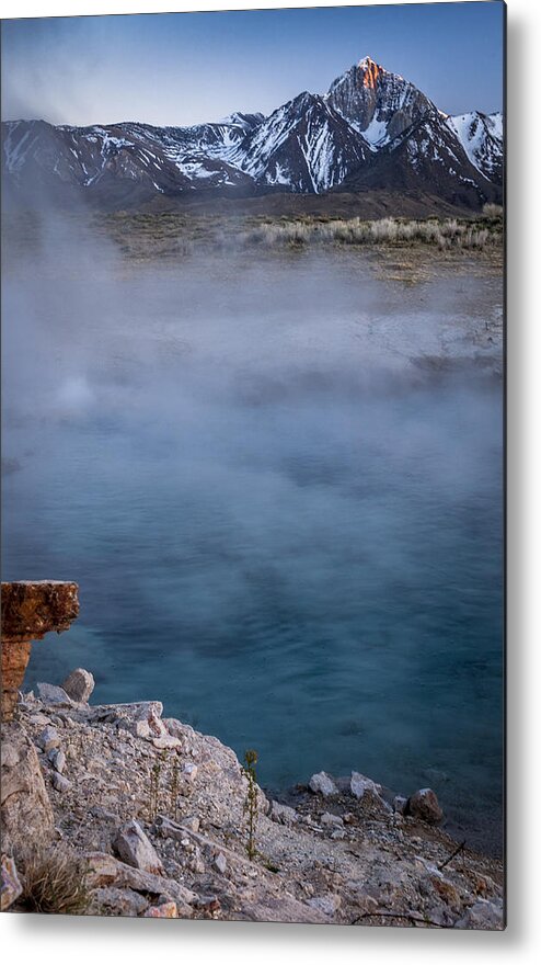 Blue Metal Print featuring the photograph Mt. Morrison and Blue Lagoon by Cat Connor