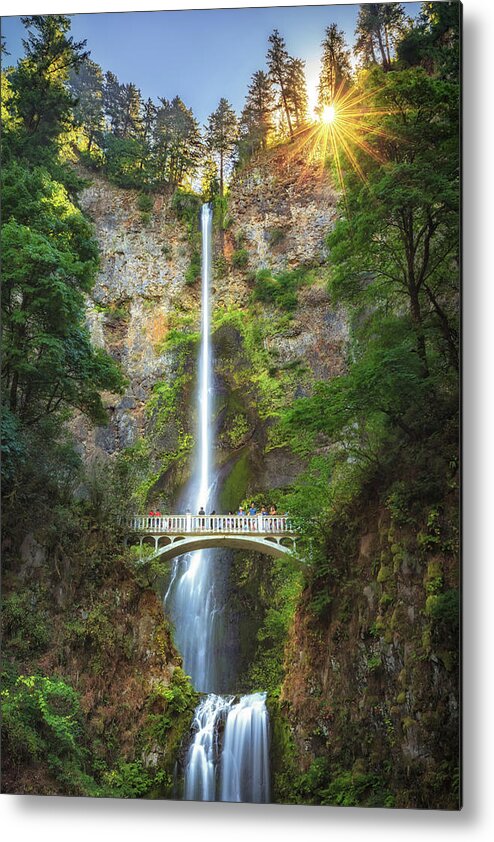 Columbia River Gorge Metal Print featuring the photograph Multanomah Falling Star by Sylvia J Zarco