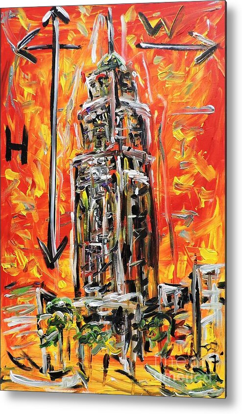 Buildings Metal Print featuring the painting My Other Favorite Tall Building by Pedro Flores