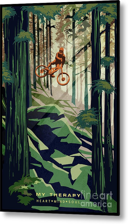 Mountain Bike Metal Print featuring the painting My Therapy by Sassan Filsoof