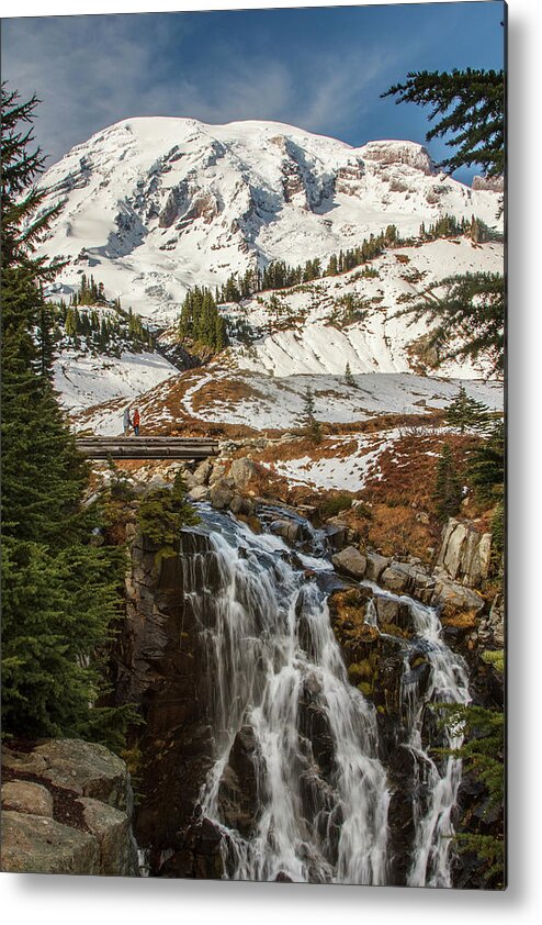 Mt. Rainier Metal Print featuring the photograph Myrtle Falls, Mt Rainier by Tony Locke