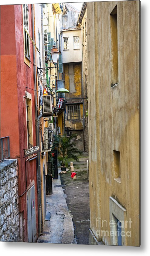 Nice Metal Print featuring the photograph Narrow street in Old Nice by Elena Elisseeva